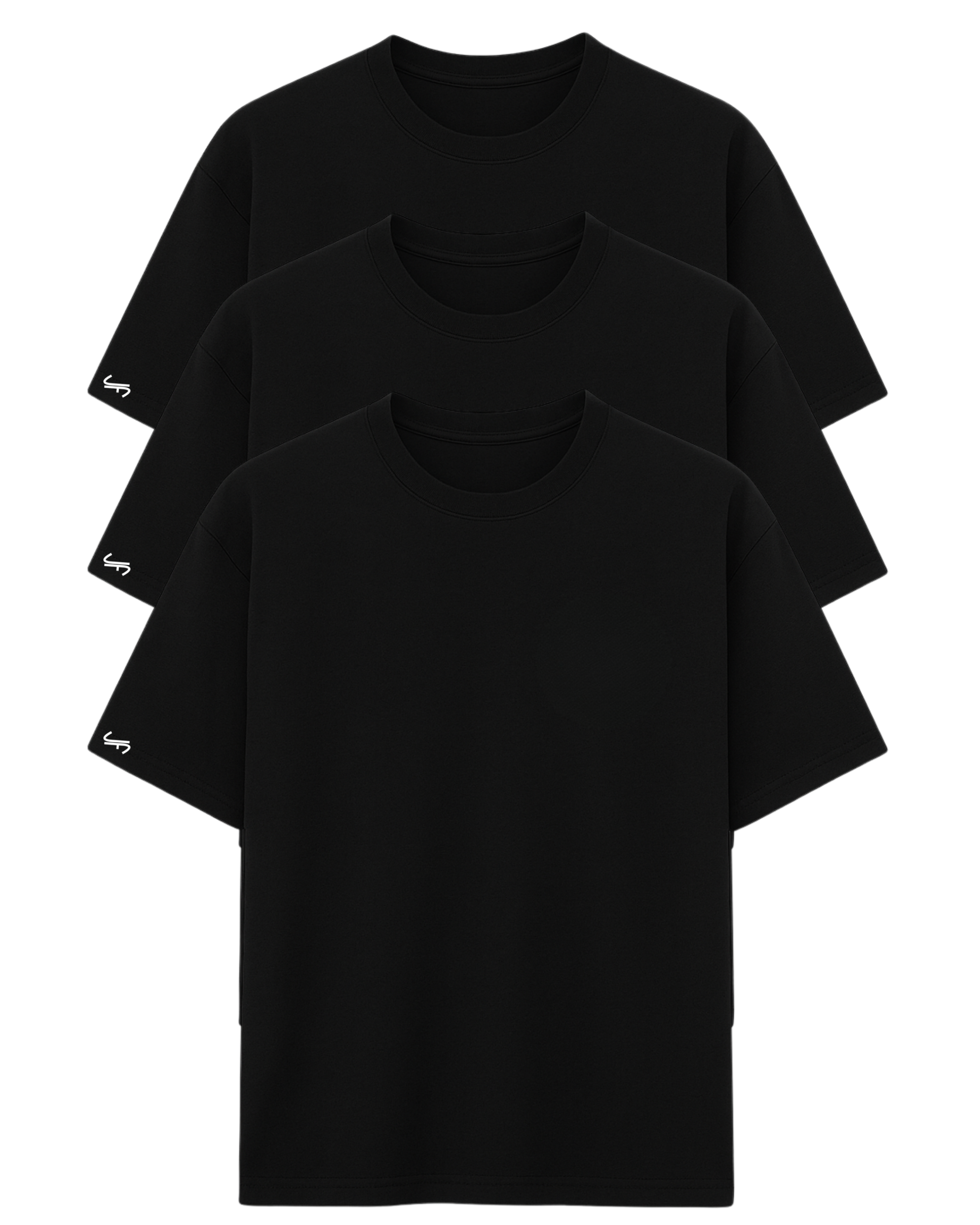 Kit   com   3   Camisetas   Oversized   Lisa   Algodão Preta